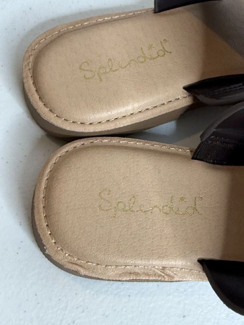 Splendid Lily Womens 6M Brown Suede Toe Ring Sandals Gold Boho Slides Minimalist